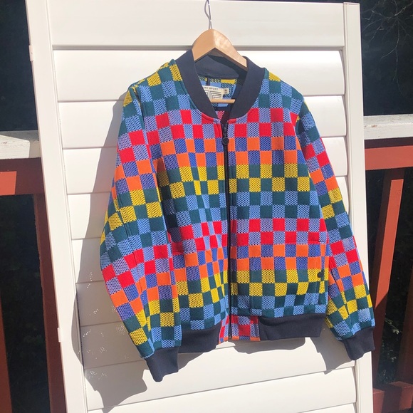 Tory Sport Colorful Checkered Bomber Jacket ON SALE - Picture 3 of 7